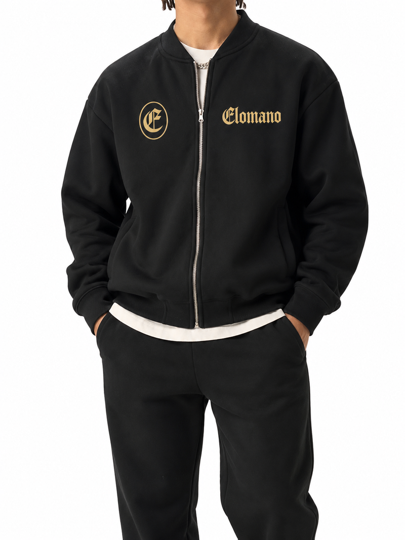 Essential Zip-Up Fleeced Varsity Jacket