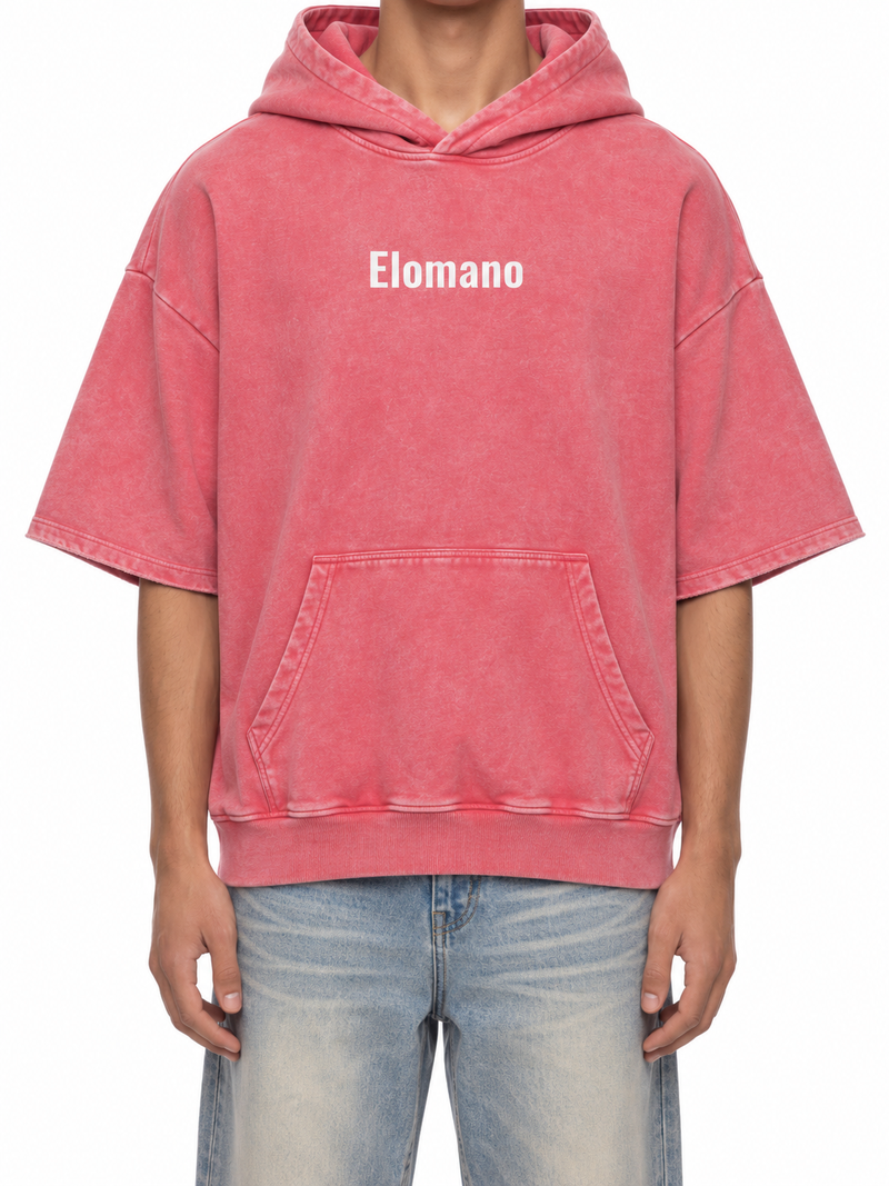 Unisex Mineral Wash Short Sleeve Hoodie