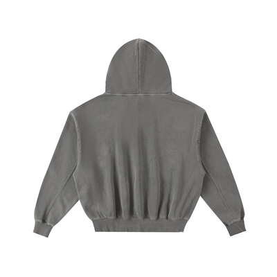 Frayed Enzyme Washed Fleece Hoodie