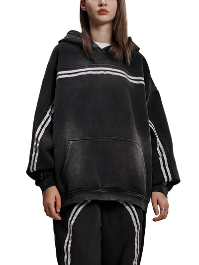 Sun Fade Contrast Tape Fleece Hoodie