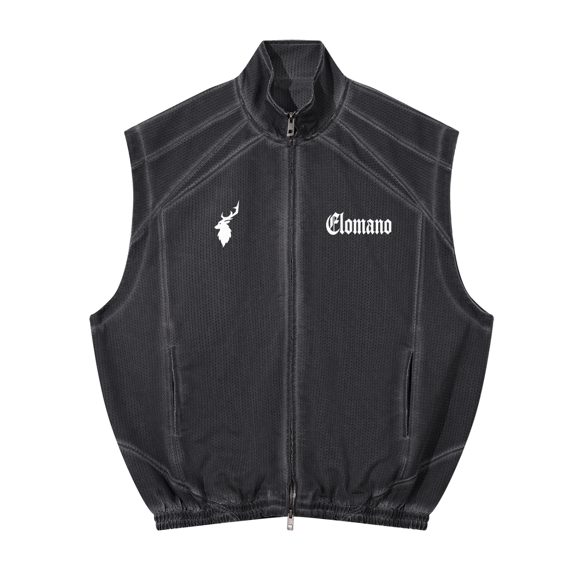 Unisex Vintage Wash Mesh Full-Zip Vest
