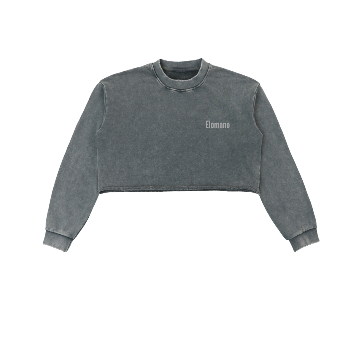 Snow Washed Raw Edge Cropped Sweatshirt