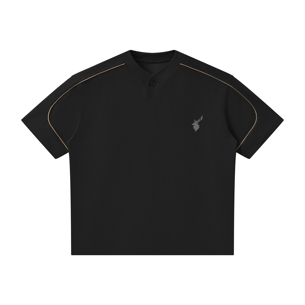 Oversized Piping Henley T-Shirt