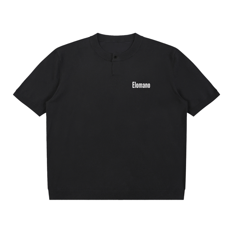 Cotton Knit Short Sleeve Henley T-Shirt