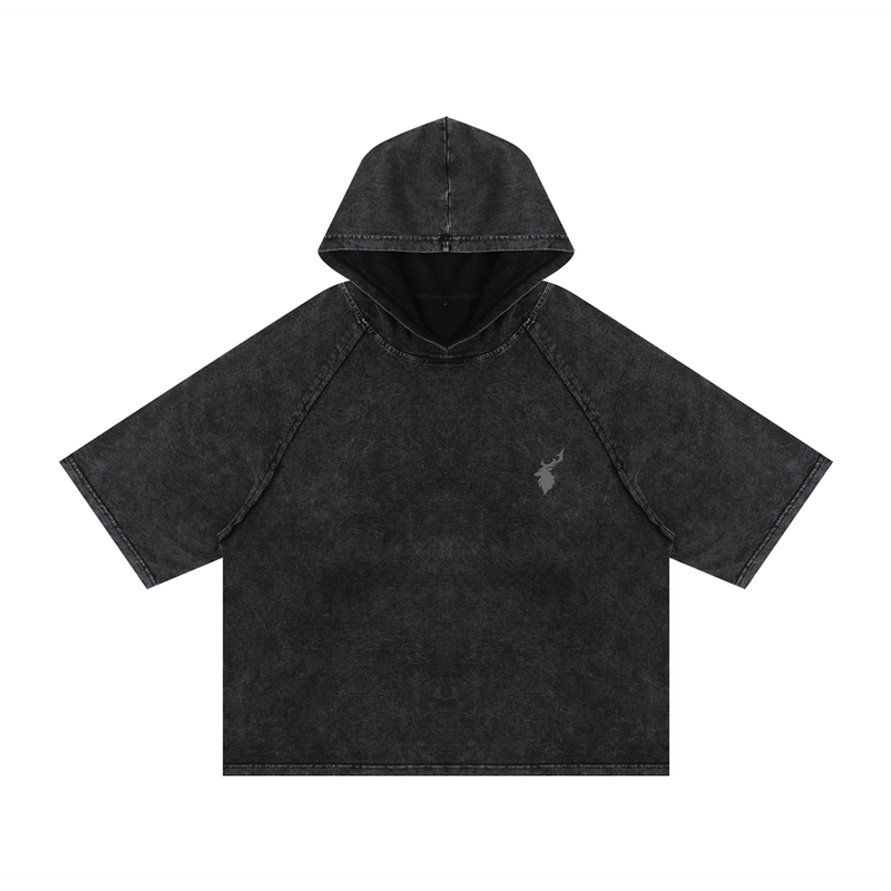 Snow Washed Hooded Boxy T-Shirt
