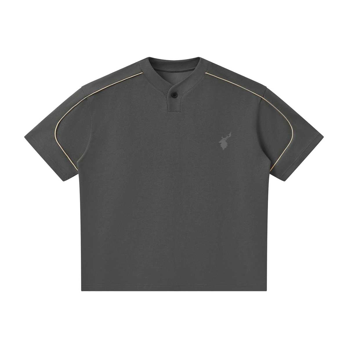 Oversized Piping Henley T-Shirt