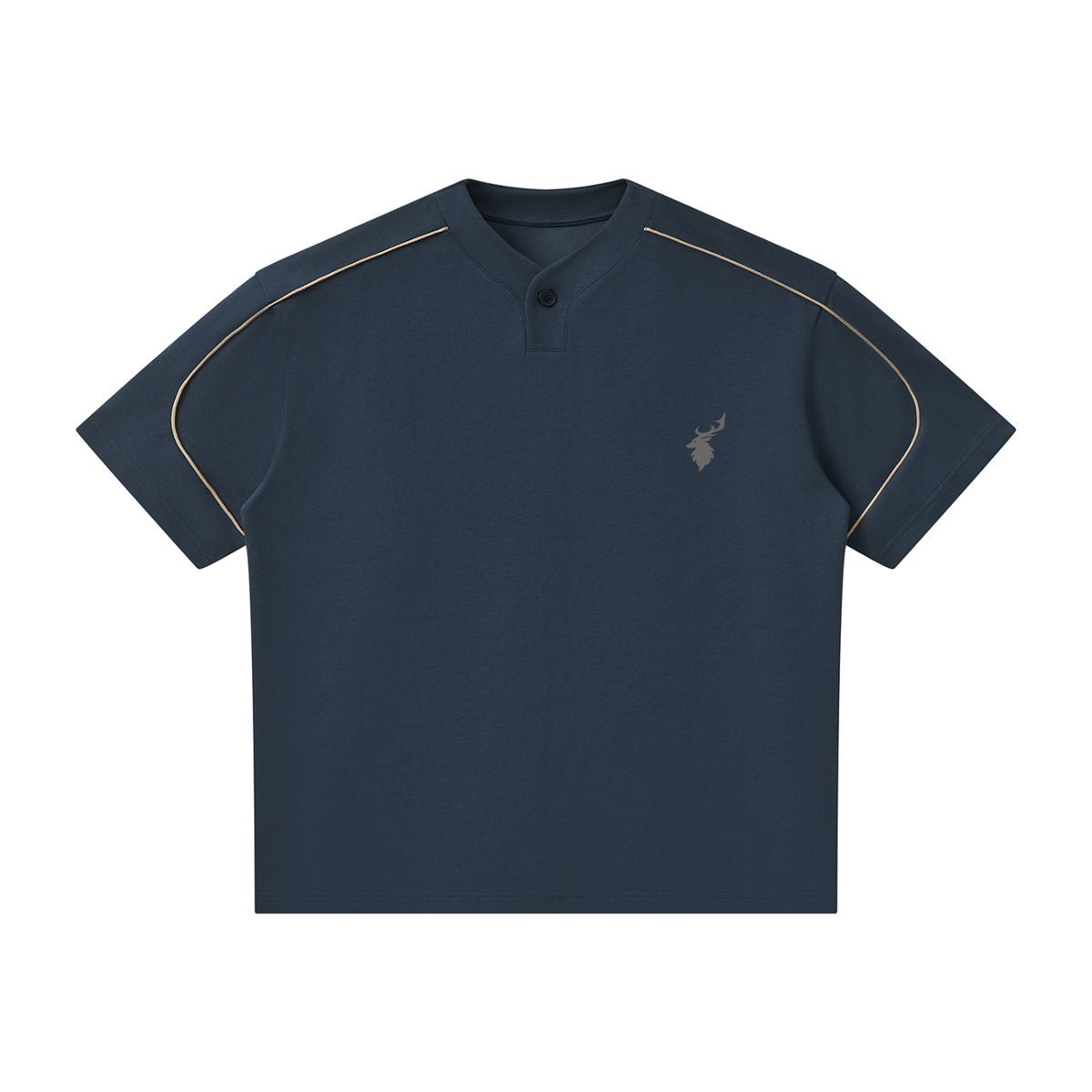 Oversized Piping Henley T-Shirt