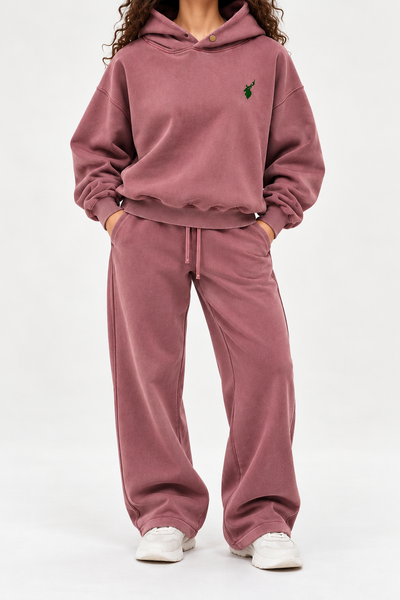 Frayed Enzyme Washed Fleece Hoodie
