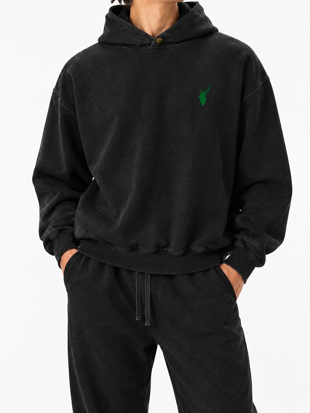 Frayed Enzyme Washed Fleece Hoodie