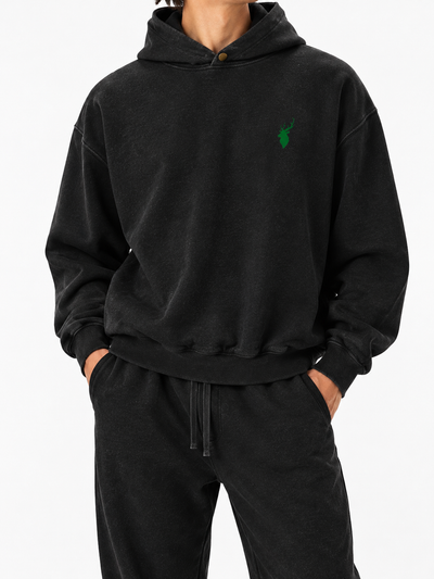 Frayed Enzyme Washed Fleece Hoodie