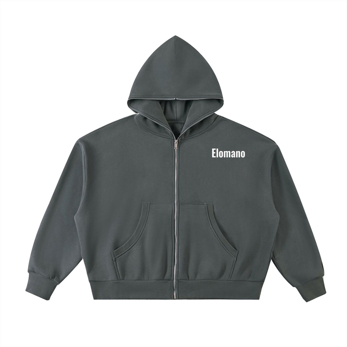 Fleeced Full-Zip Boxy Hoodie