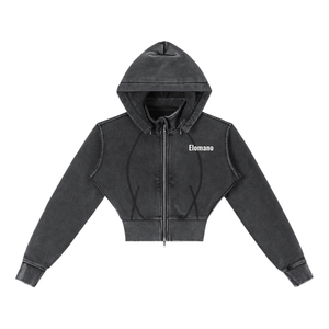 Vintage Washed Cropped Fleece Hoodie