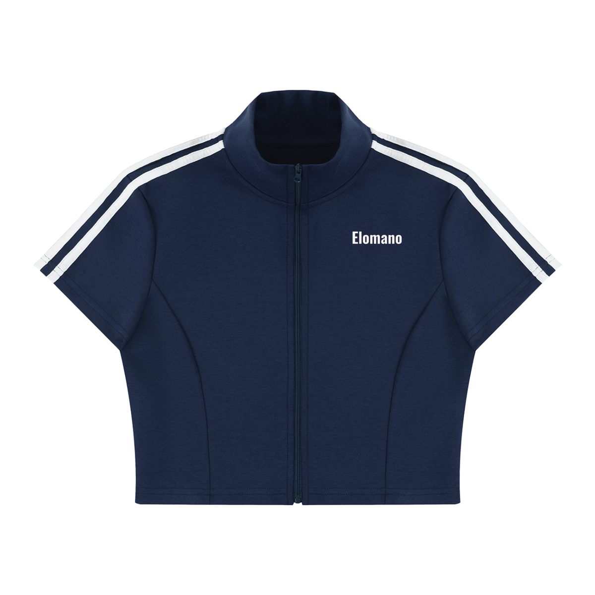 Women's Cropped Full Zip Short Sleeve T-Shirt
