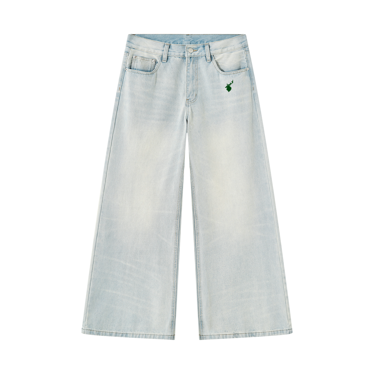 Men's Vintage Wash Wide Leg Denim Jeans