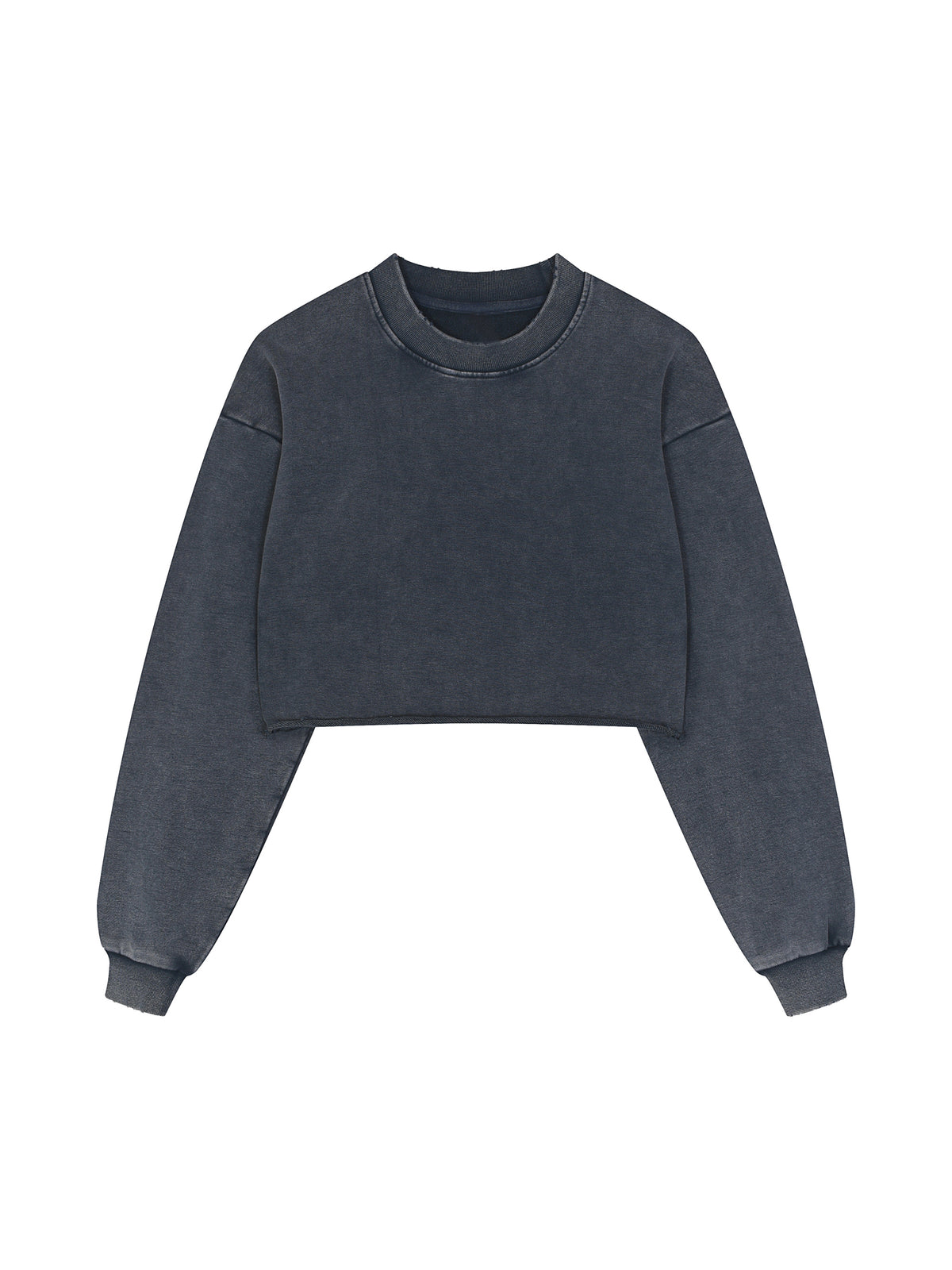 Snow Washed Raw Edge Cropped Sweatshirt