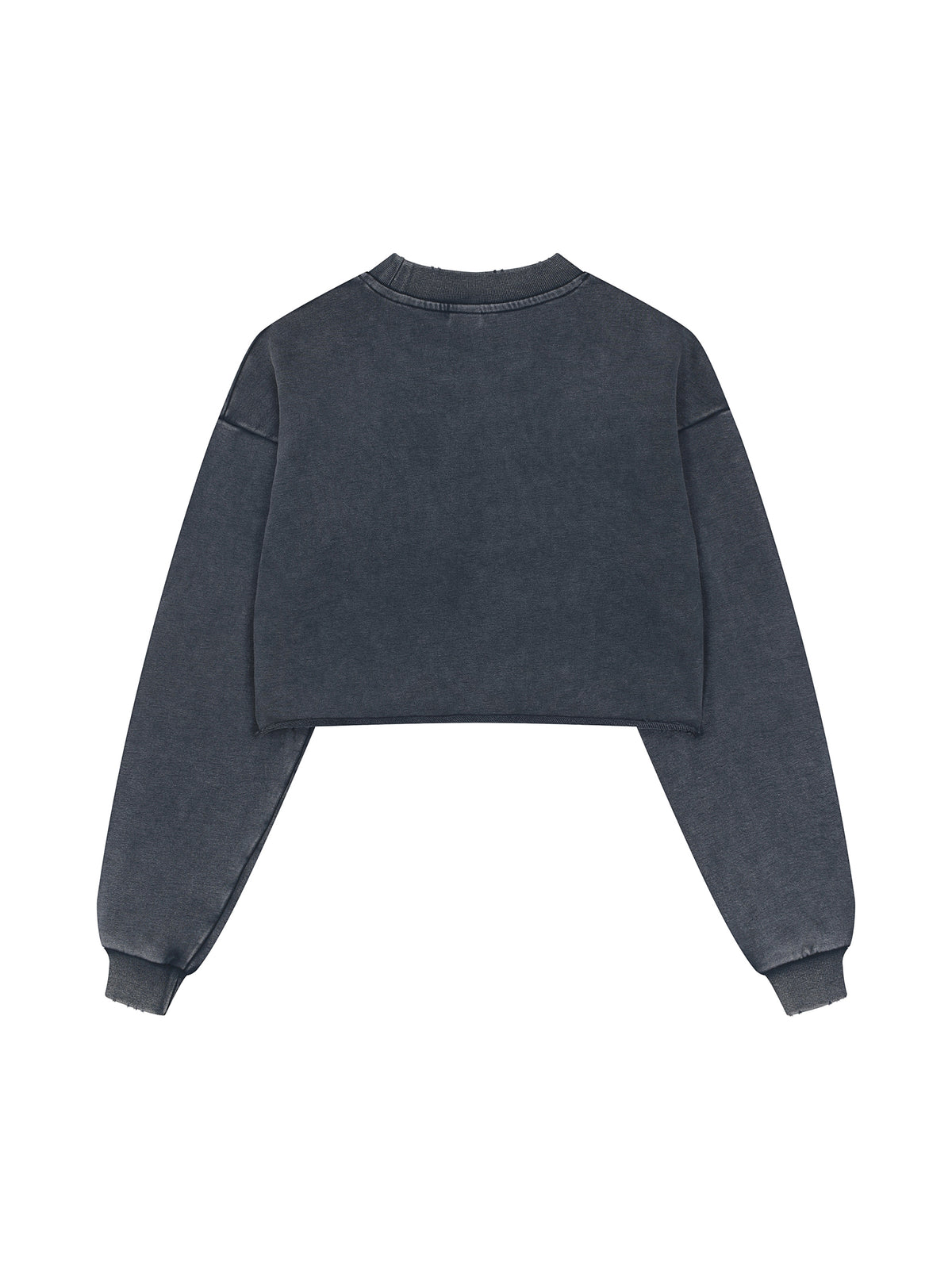 Snow Washed Raw Edge Cropped Sweatshirt
