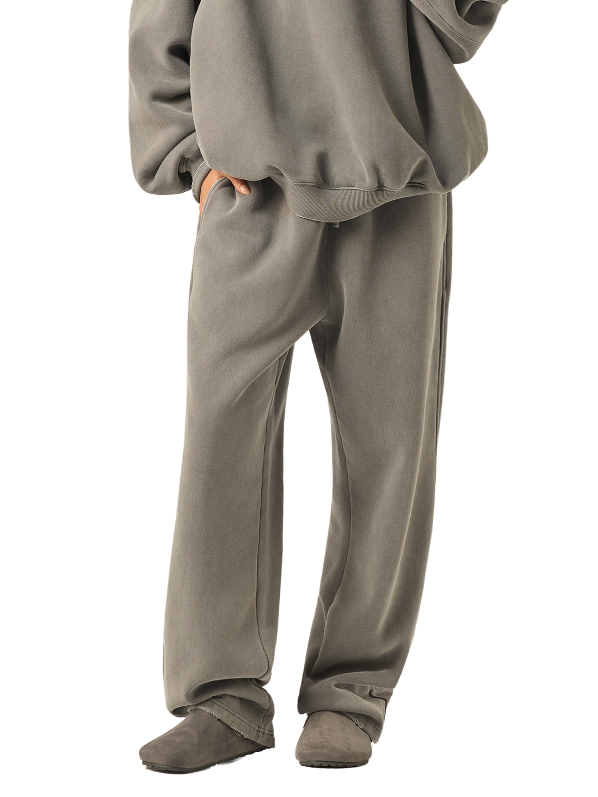 Frayed Enzyme Washed Fleece Sweatpants