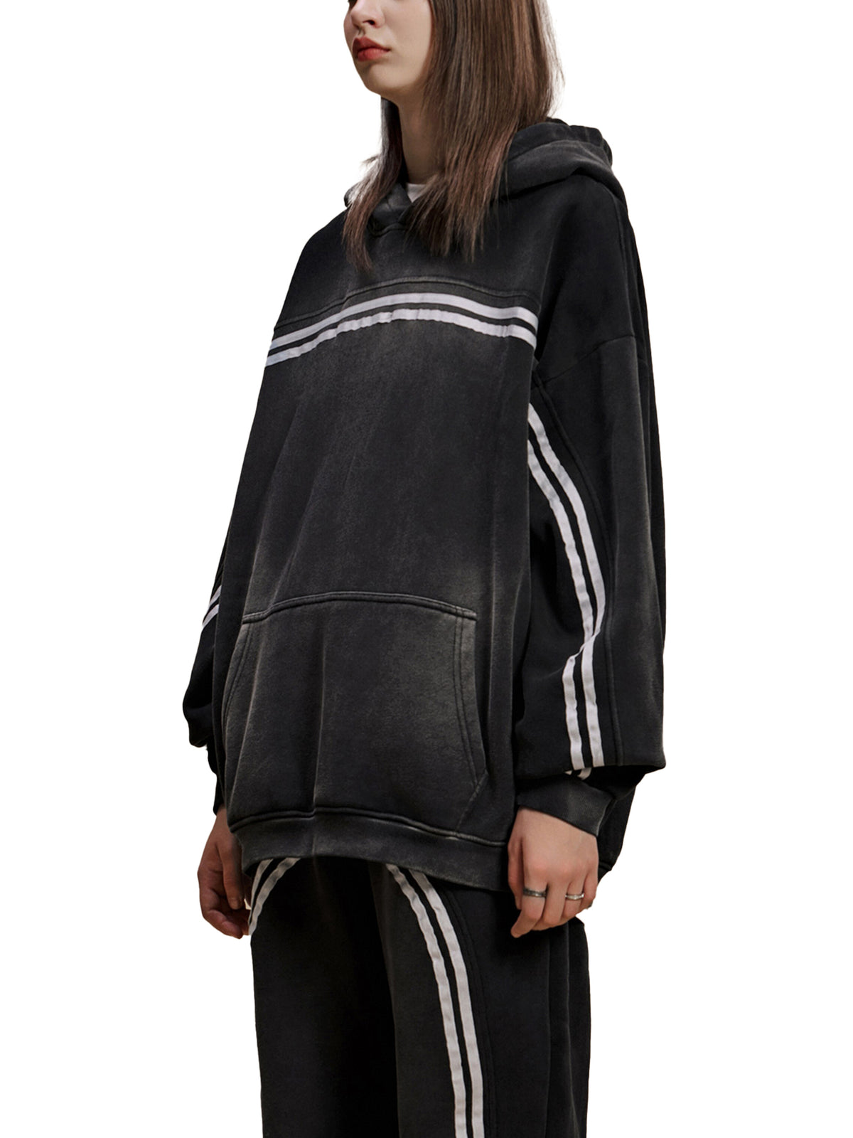 Sun Fade Contrast Tape Fleece Hoodie
