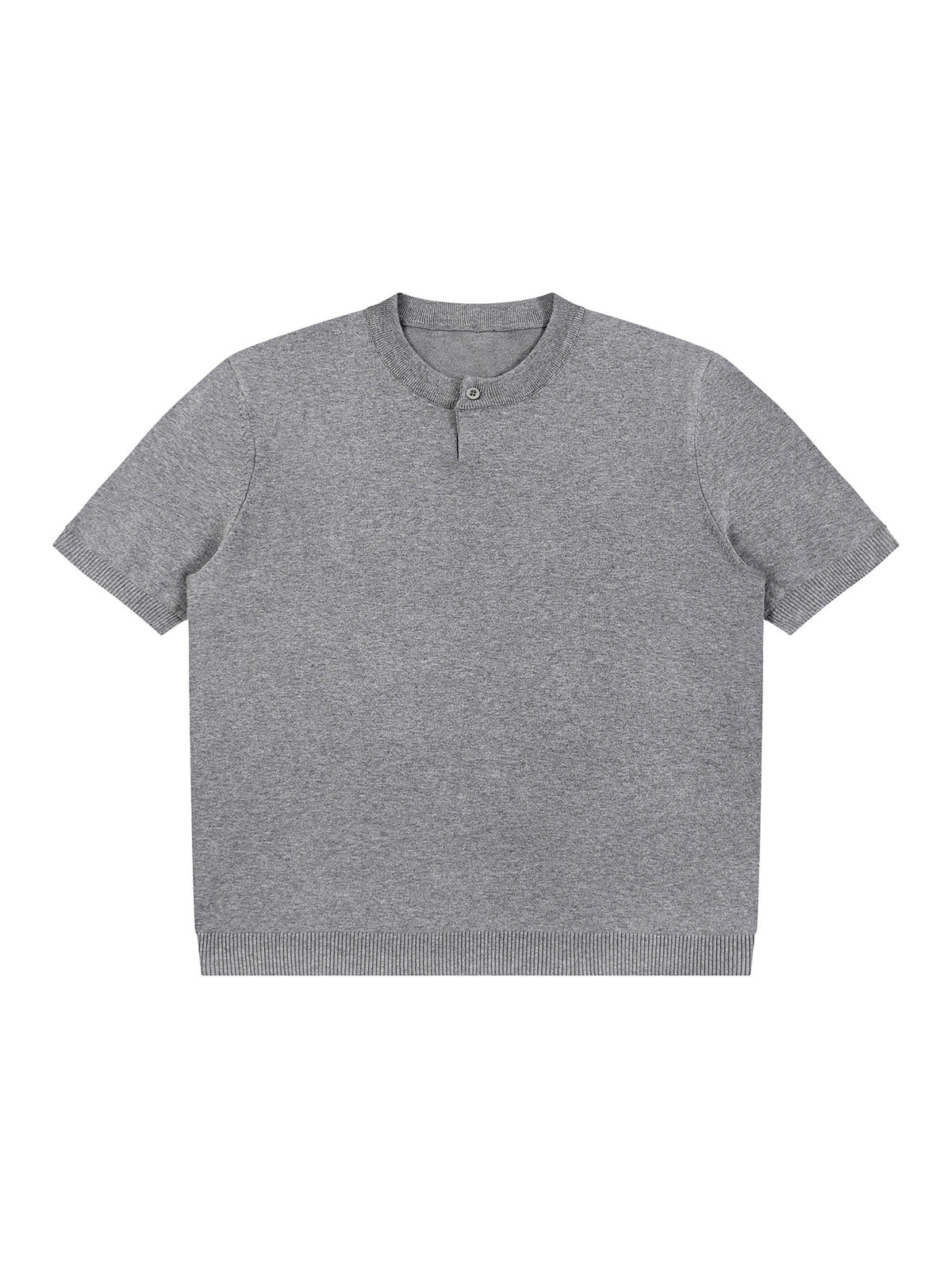 Cotton Knit Short Sleeve Henley T-Shirt