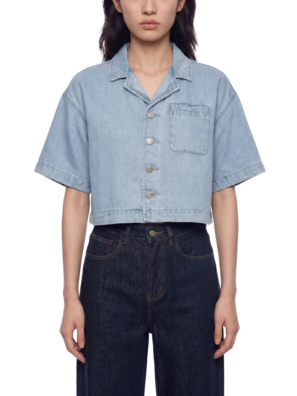 Women's Vintage Wash Boxy Cropped Shirt