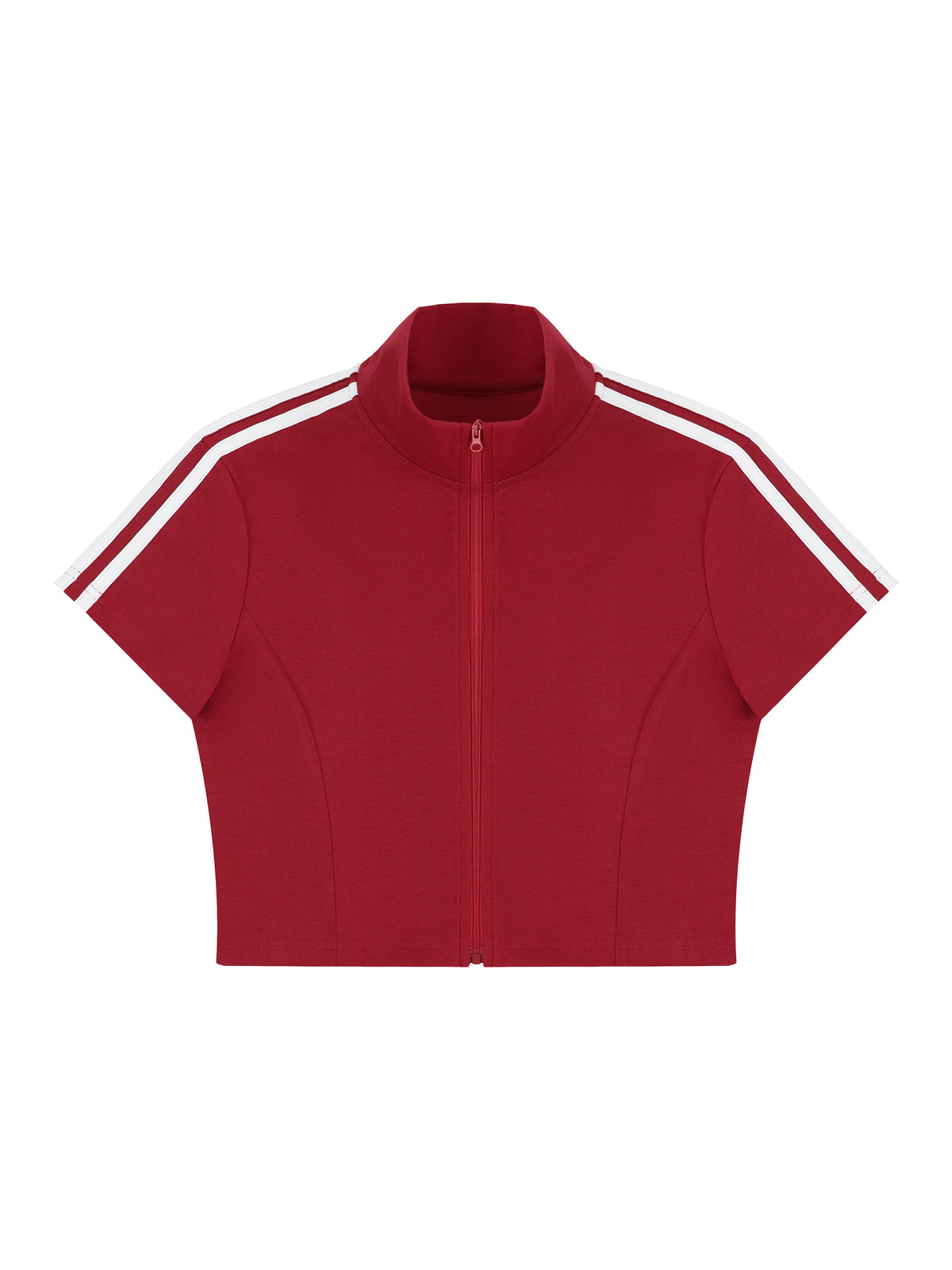 Women's Cropped Full Zip Short Sleeve T-Shirt