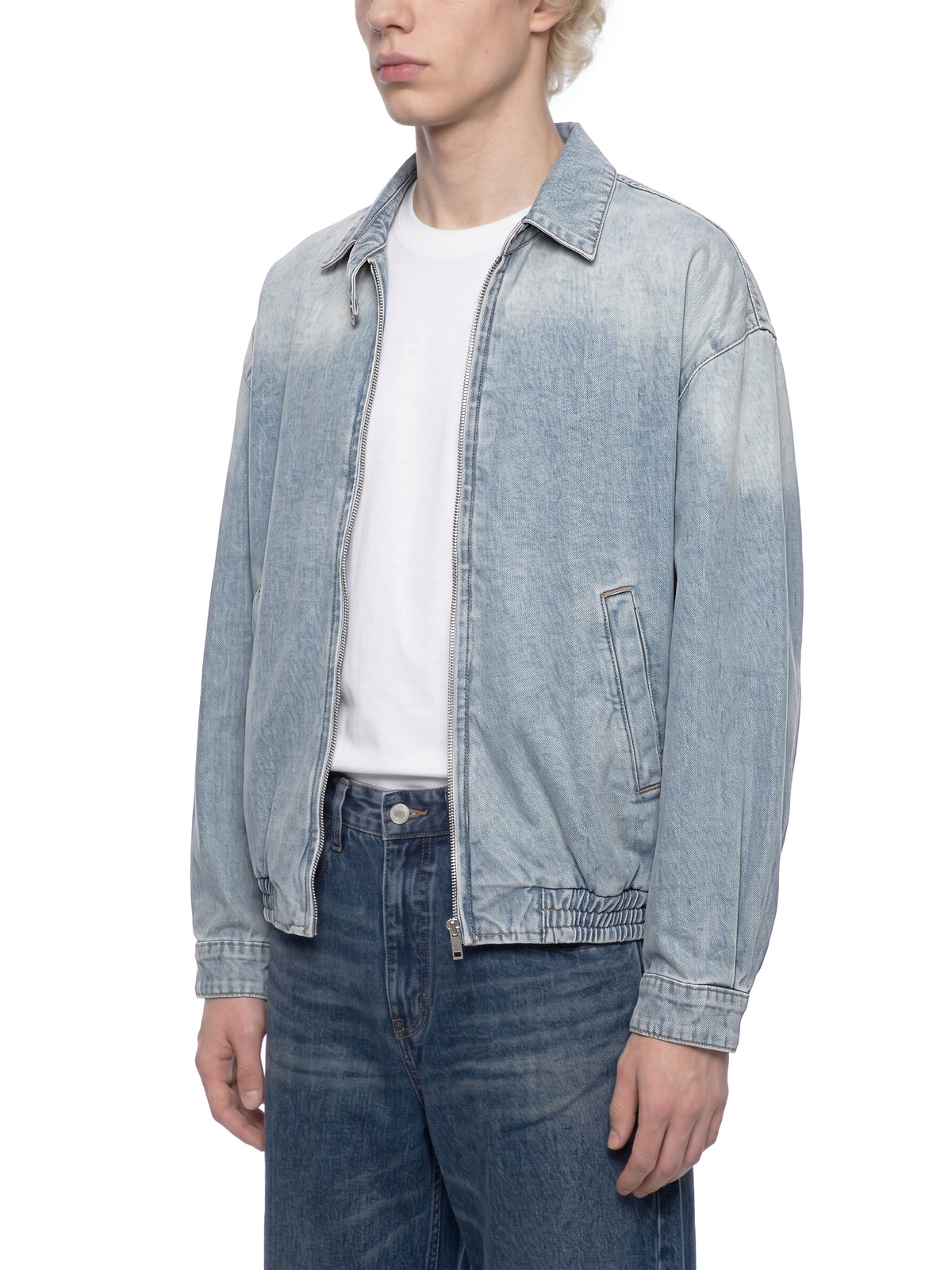 Unisex Vintage Wash Full-Zip Denim Jacket