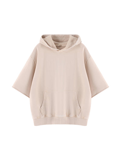 Unisex Mineral Wash Short Sleeve Hoodie