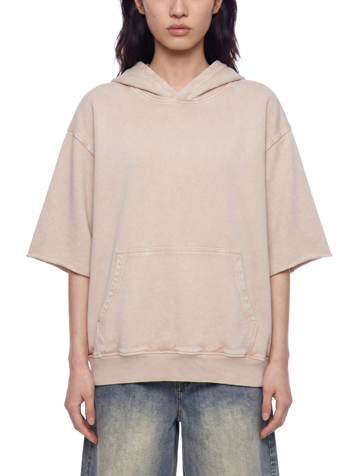 Unisex Mineral Wash Short Sleeve Hoodie