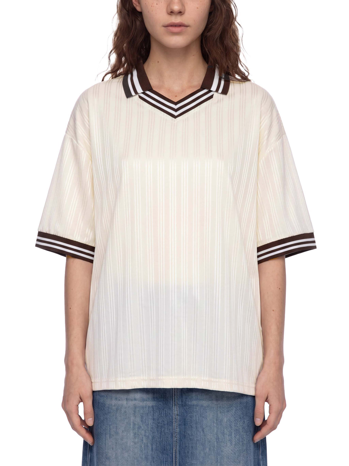 Contrast Stripes Polo Collar T-Shirt