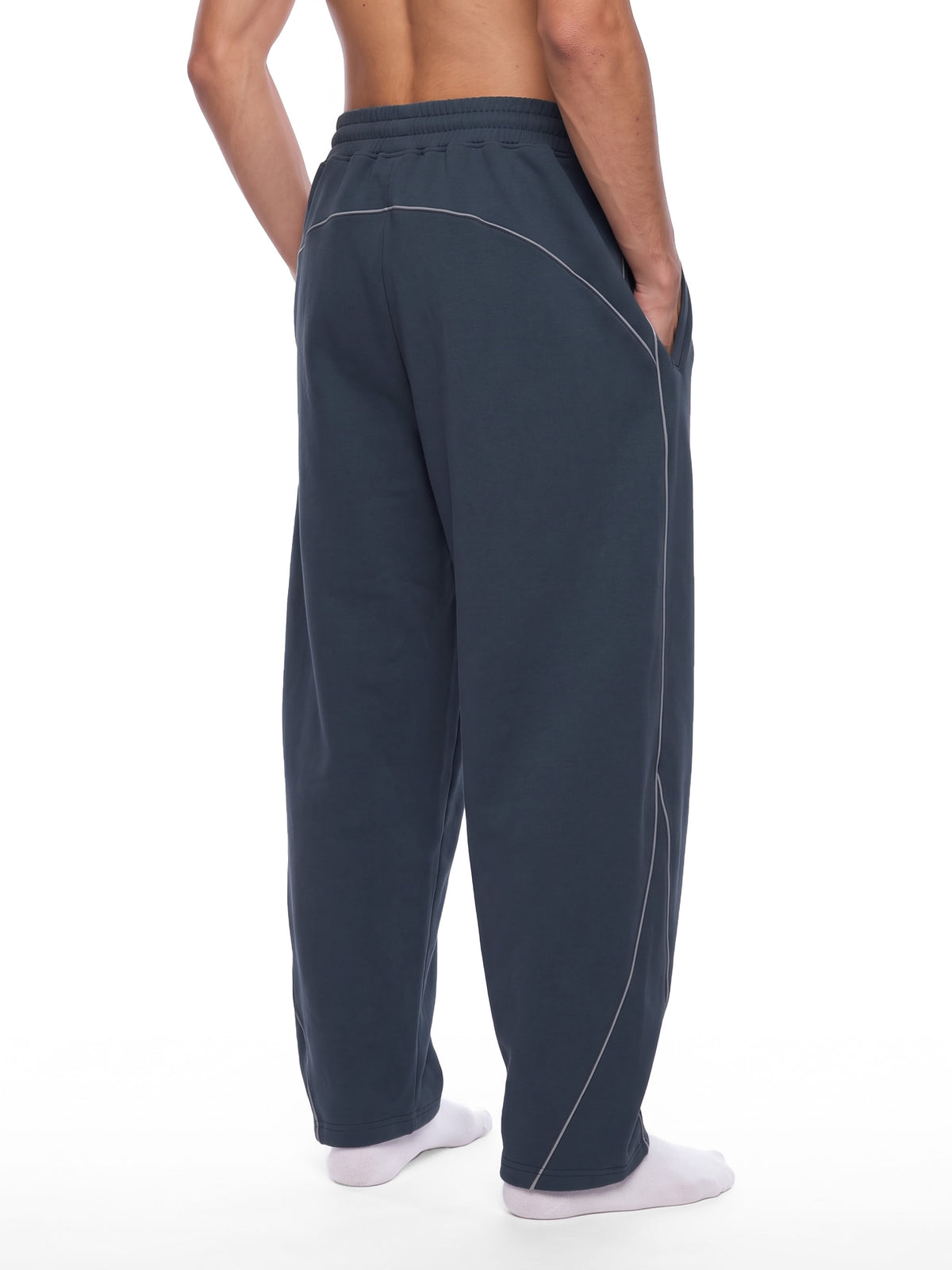 Unisex Piping Fleece Barrel Leg Sweatpants