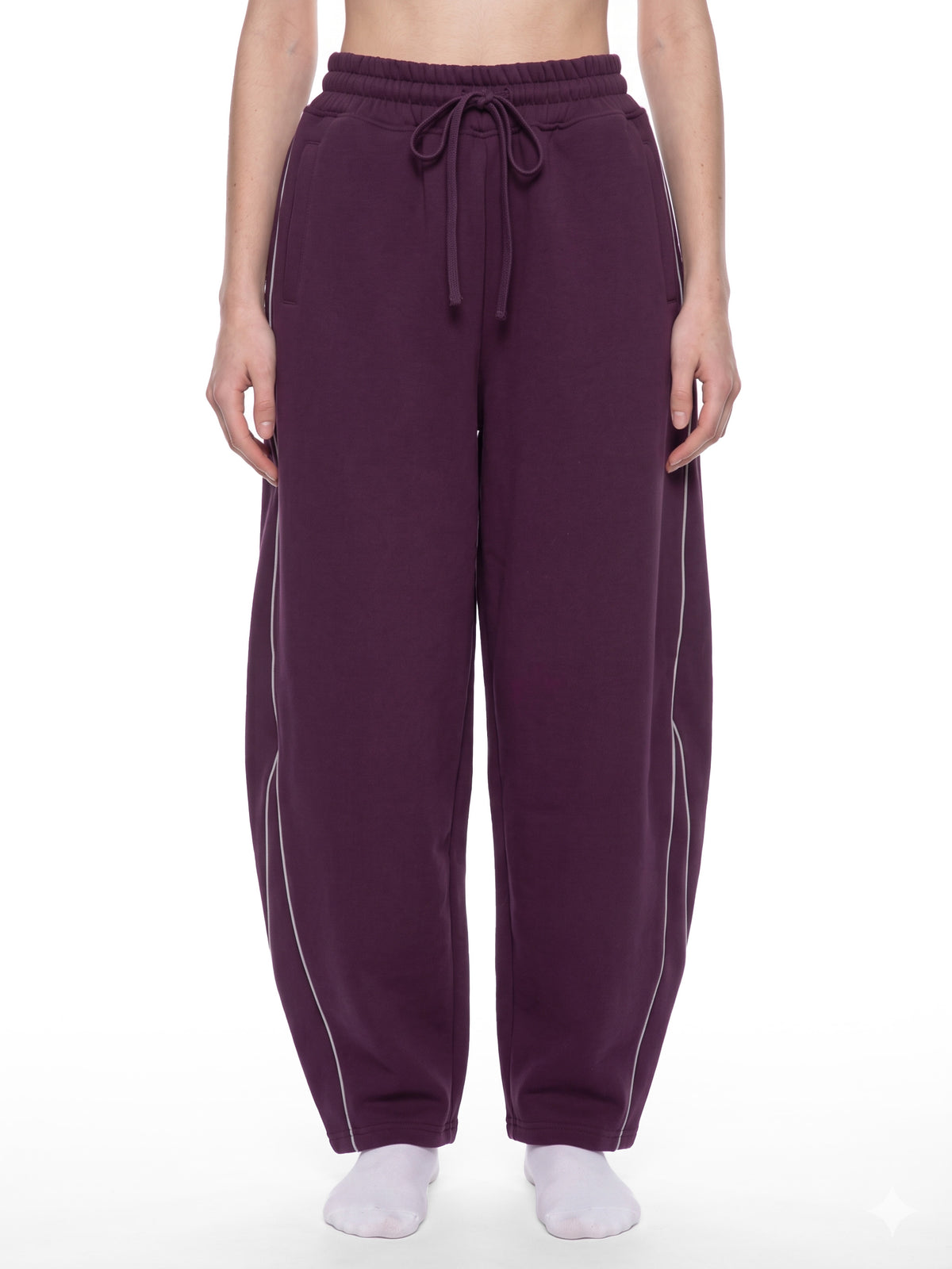 Unisex Piping Fleece Barrel Leg Sweatpants