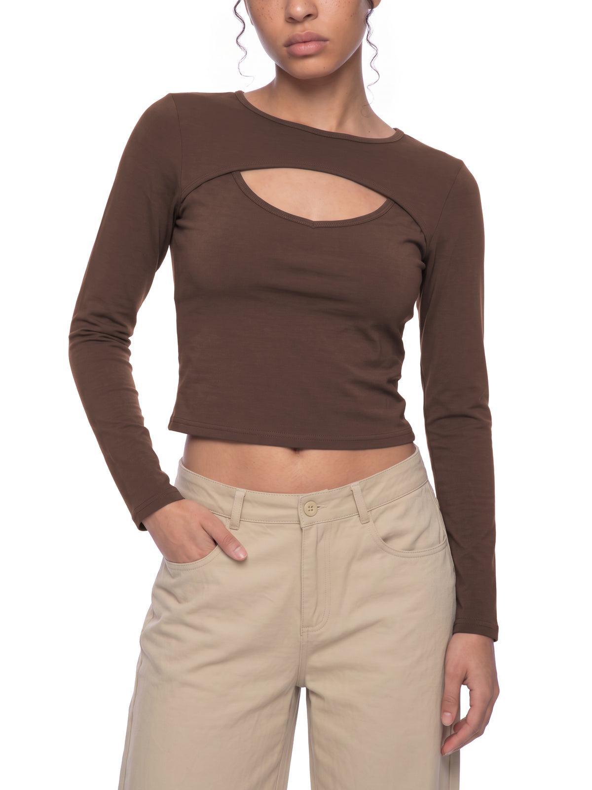 Women's Cutout Long Sleeve T-Shirt